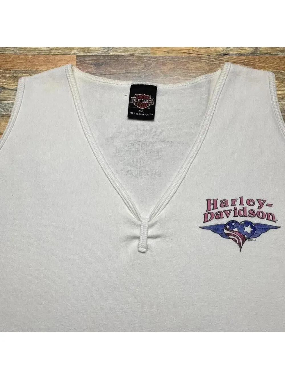 Vintage Y2K Harley Davidson Womens V Neck Tank Top 2XL North Carolina